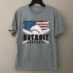 Men’s Gray Detroit Baseball T-Shirt, Large
